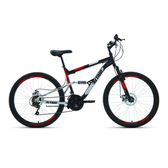 Велосипед Altair MTB FS 2.0 Disc 26" Черный/Красный (2021) 18"