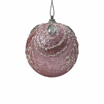 Шар новогодний Алмазы 8 см Розовый sx-20386 1 шт.
