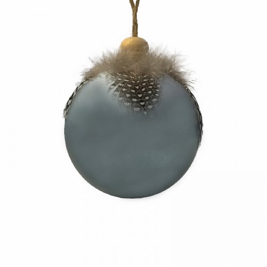 Шар новогодний Синий с перьями 8 см sx-21111 1 шт.