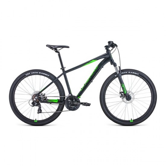 Велосипед Forward Apache 2.2 Shimano Disc 27,5" Черный матовый/Ярко-зеленый (2021) 19"